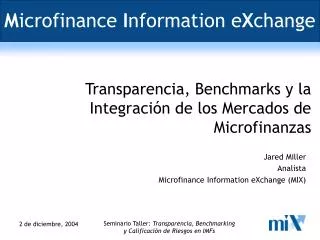 m icrofinance i nformation e x change