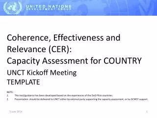 Coherence, Effectiveness and Relevance (CER): Capacity Assessment for COUNTRY