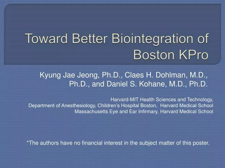 toward better biointegration of boston kpro