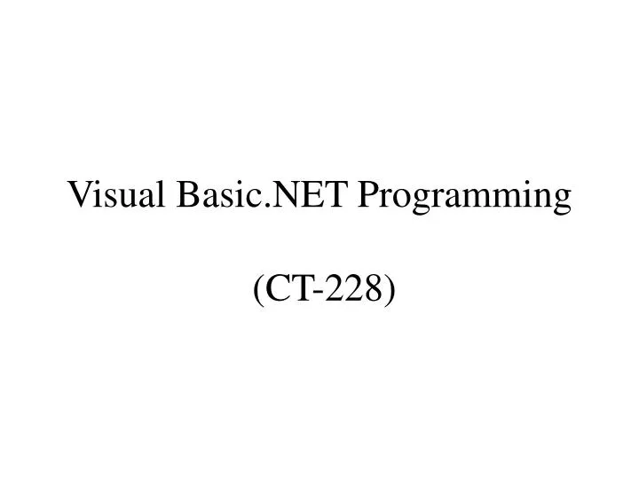 visual basic net programming ct 228
