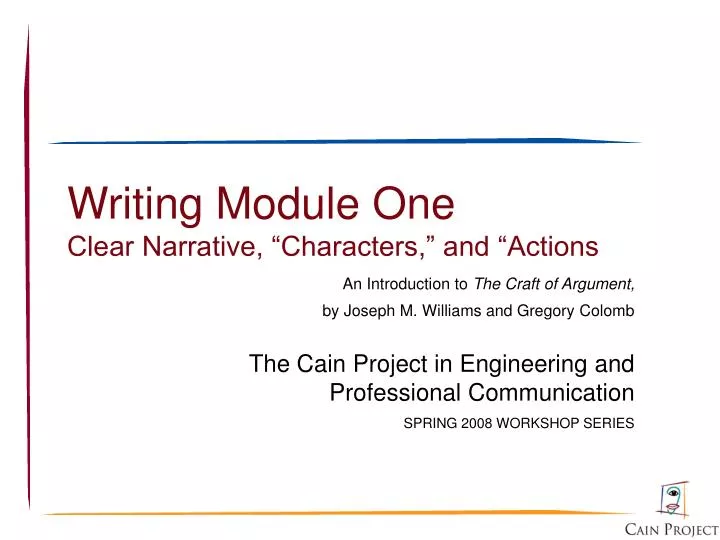 writing module one clear narrative characters and actions