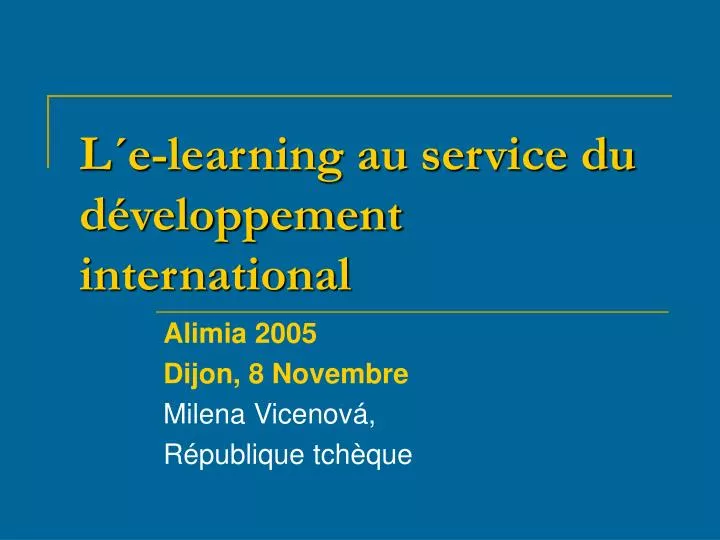 l e learning au service du d veloppement international