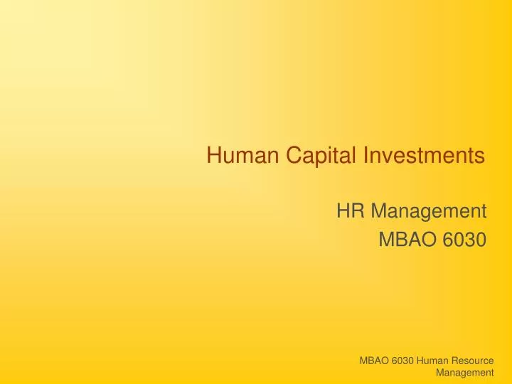 human capital investments