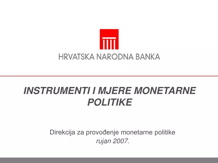 instrumenti i mjere monetarne politike
