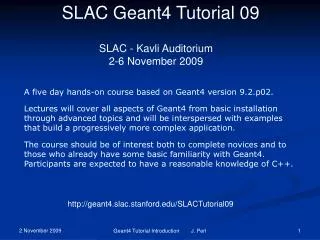 SLAC Geant4 Tutorial 09