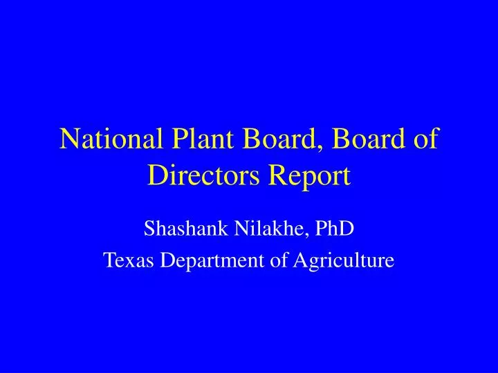 national plant board board of directors report
