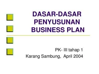 dasar dasar penyusunan business plan