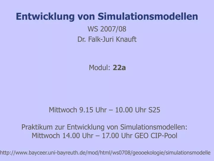 entwicklung von simulationsmodellen