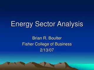 Energy Sector Analysis