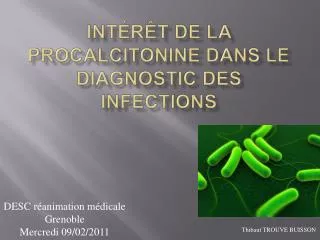 int r t de la procalcitonine dans le diagnostic des infections