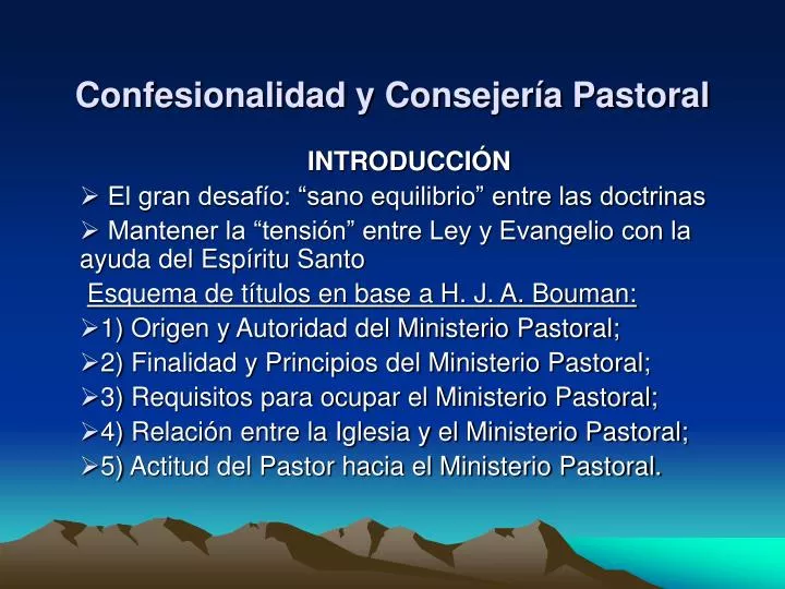 confesionalidad y consejer a pastoral