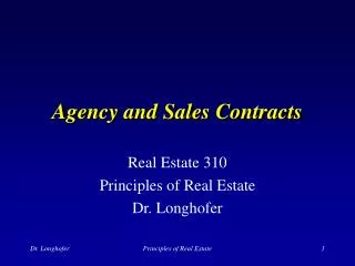 Agency and Sales Contracts