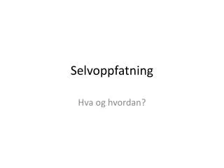 Selvoppfatning