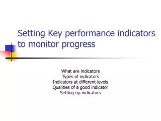 Setting Key performance indicators to monitor progress