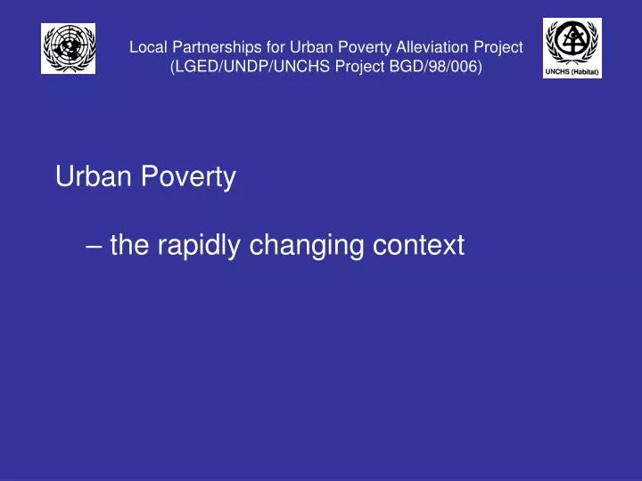 urban poverty the rapidly changing context