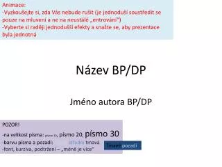 Název BP/DP