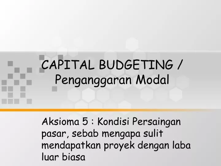 capital budgeting penganggaran modal