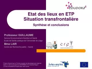 etat des lieux en etp situation transfrontali re synth se et conclusions