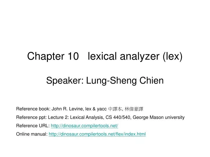 chapter 10 lexical analyzer lex