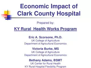 Economic Impact of Clark County Hospital