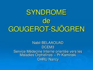 syndrome de gougerot sj gren
