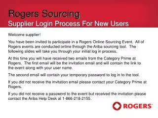 Rogers Sourcing Supplier Login Process For New Users