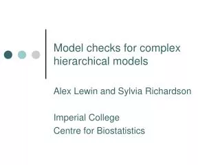 Model checks for complex hierarchical models