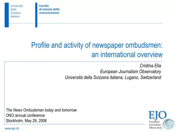 the news ombudsman today and tomorrow ono annual conference stockholm may 29 2008