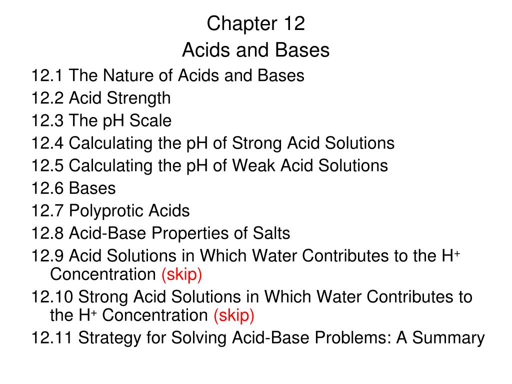 PPT - Chapter 12 Acids and Bases PowerPoint Presentation, free download ...