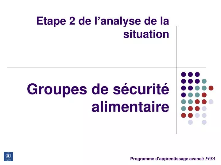 etape 2 de l analyse de la situation groupes de s curit alimentaire