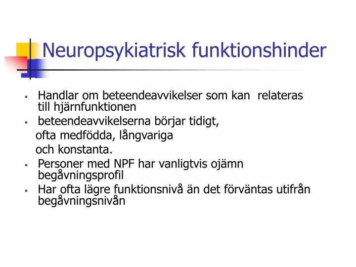 neuropsykiatrisk funktionshinder