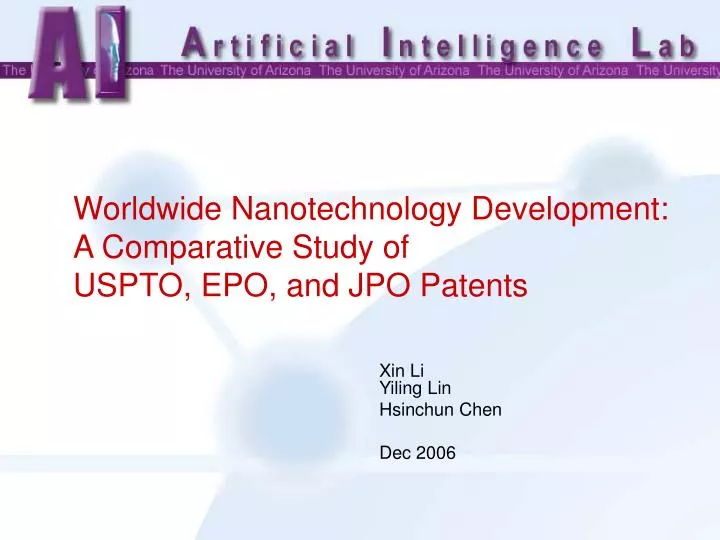 worldwide nanotechnology development a comparative study of uspto epo and jpo patents