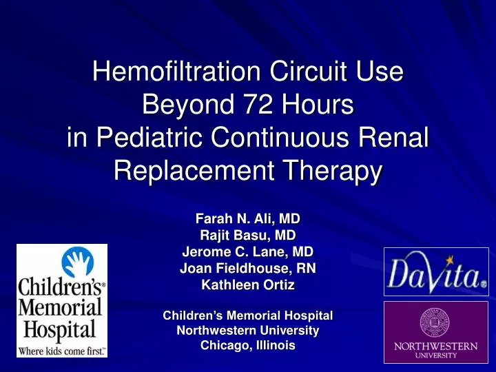 hemofiltration circuit use beyond 72 hours in pediatric continuous renal replacement therapy