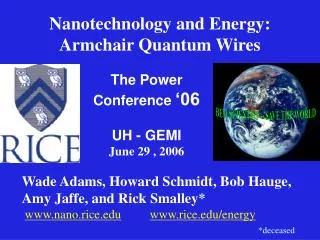 Nanotechnology and Energy: Armchair Quantum Wires