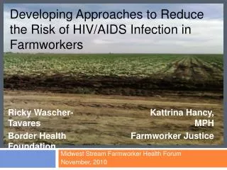 Developing Approaches to Reduce the Risk of HIV/AIDS Infection in Farmworkers