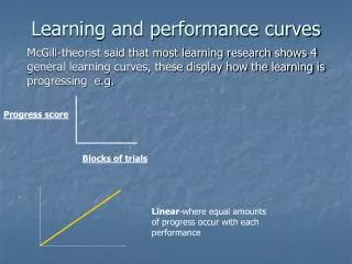 Learning and performance curves