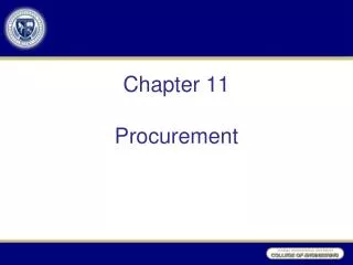 Chapter 11 Procurement