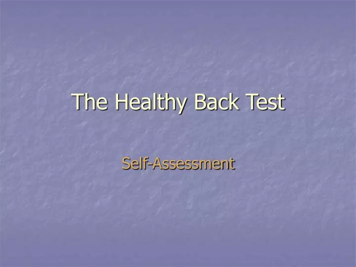 the healthy back test