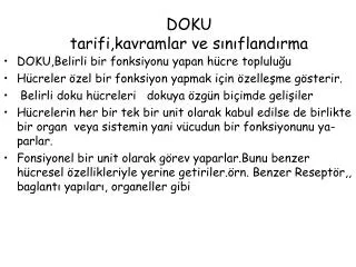 doku tarifi kavramlar ve s n fland rma