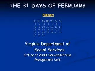 THE 31 DAYS OF FEBRUARY