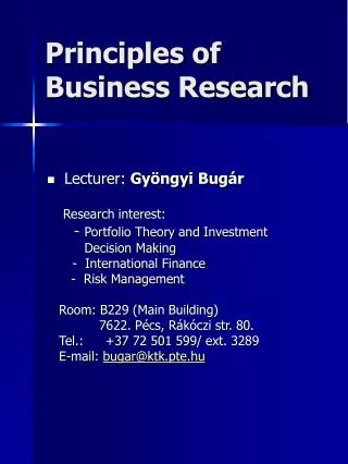 Principles of Business Research