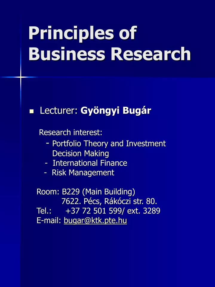 principles of business research