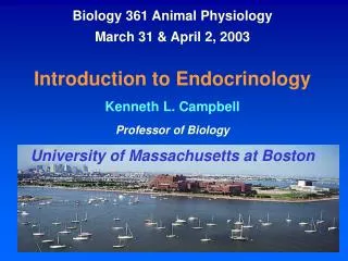 Biology 361 Animal Physiology March 31 &amp; April 2, 2003 Introduction to Endocrinology Kenneth L. Campbell Professor o