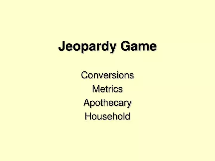 Jeopardy Game