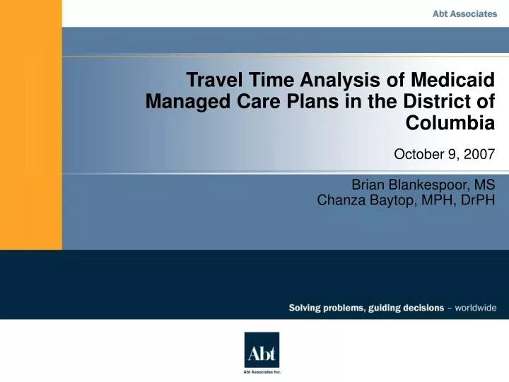 travel time analysis of medicaid managed care plans in the district of columbia