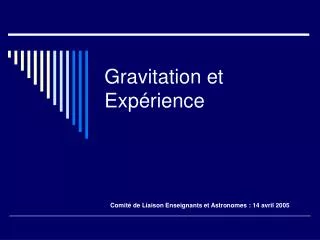 gravitation et exp rience
