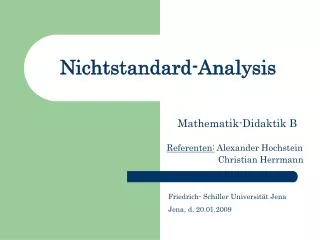 nichtstandard analysis