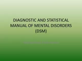 diagnostic and statistical manual of mental disorders dsm