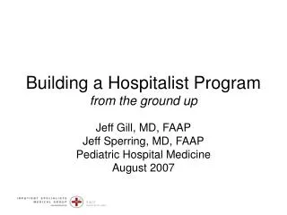 Building a Hospitalist Program from the ground up