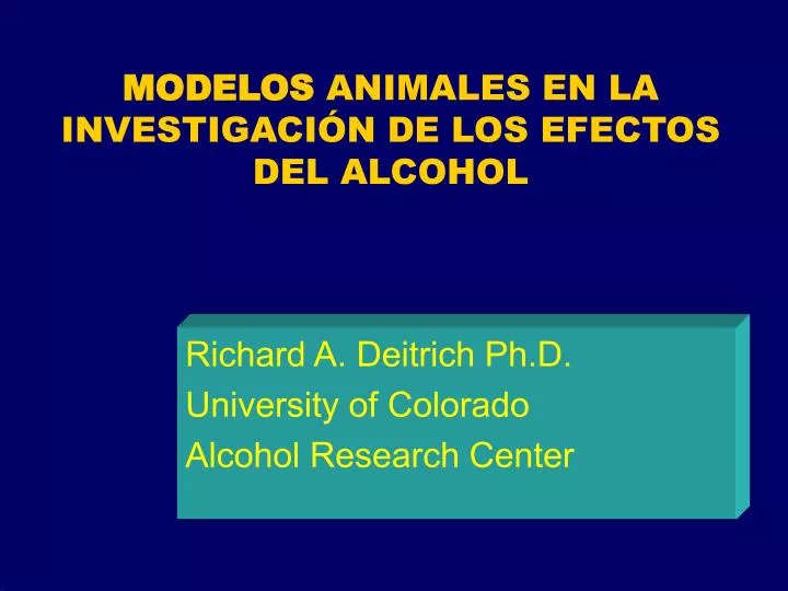 modelos animales en la investigaci n de los efectos del alcohol